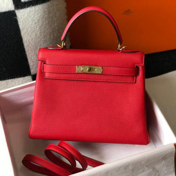 HM Kelly 25CM Red Togo Gold Hardware