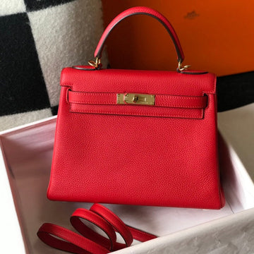 HM Kelly 32CM Red Togo Leather Gold Hardware