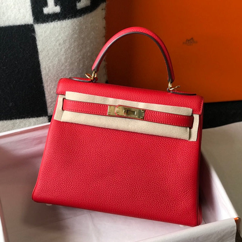 HM Kelly 32CM Red Togo Leather Gold Hardware