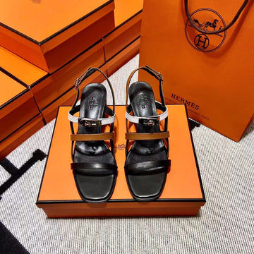 Mid -- Sandal Black Mix White Mix Tawny Calfskin