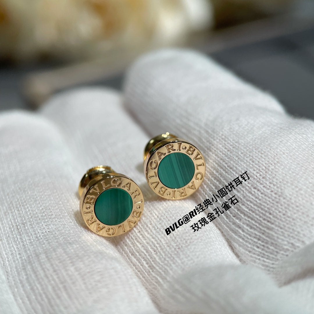 Bvl Earrings Cluster Malachite Gold