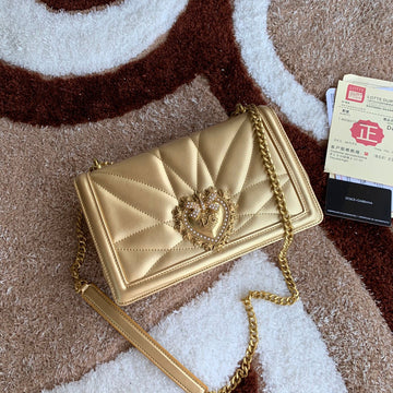 Large Devotion 26 Shouder Bag Gold Metalic Cafskin