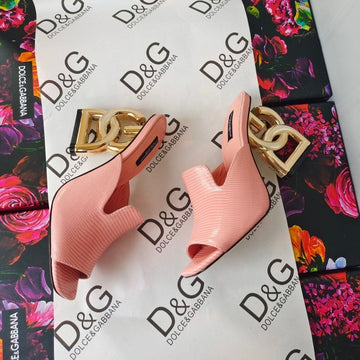 D&G Iguana Print Pastel Pink Calfskin 90 Heel
