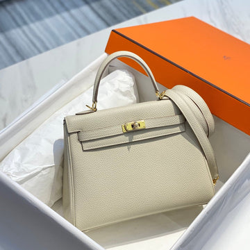 HM Kelly 32CM Cream Togo Leather Gold Hardware