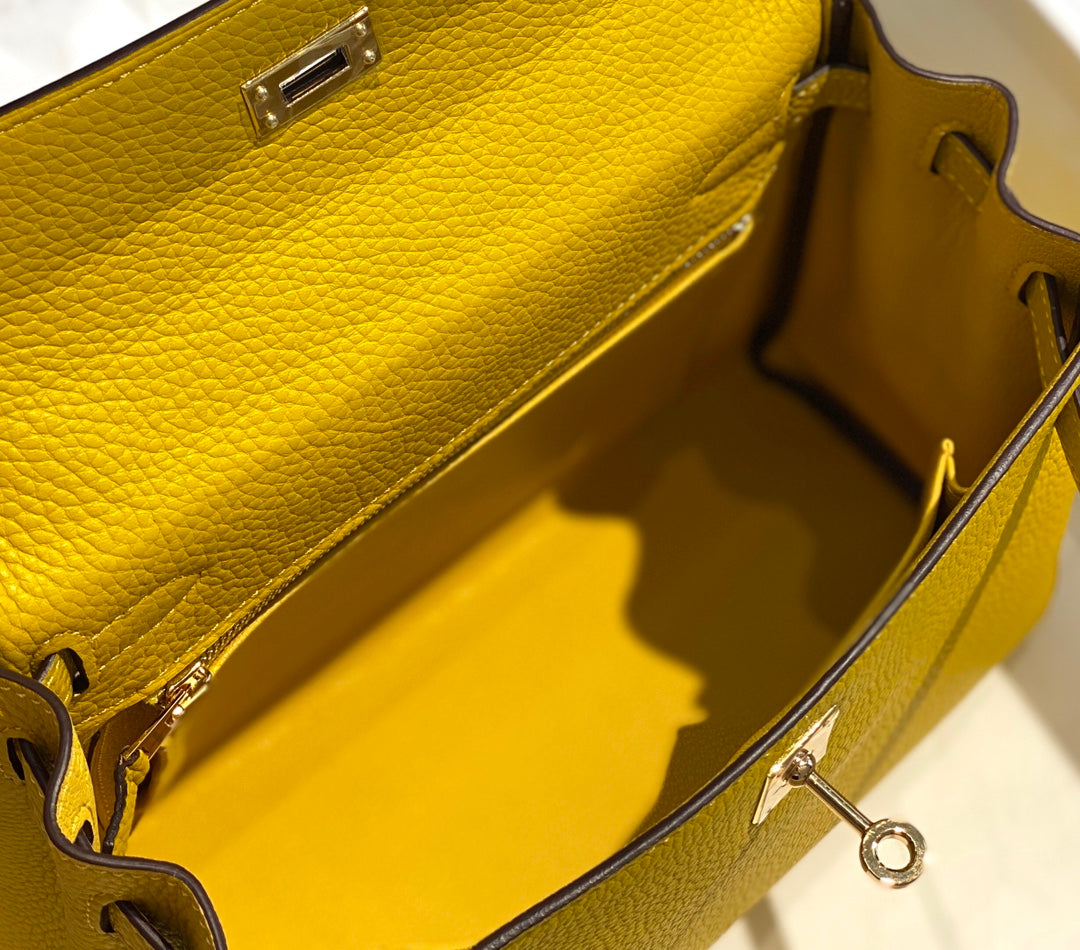 HM Kelly 25CM Yellow Togo Gold Hardware