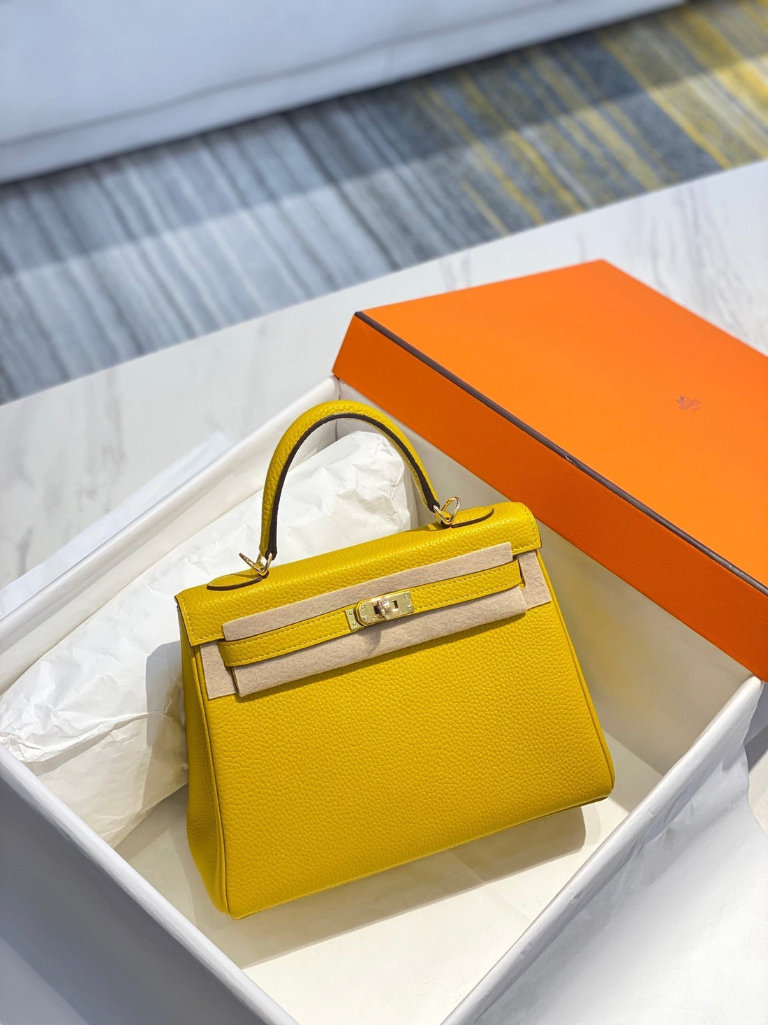 HM Kelly 32CM Yellow Togo Leather Gold Hardware