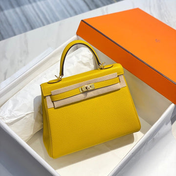 HM Kelly 25CM Yellow Togo Gold Hardware