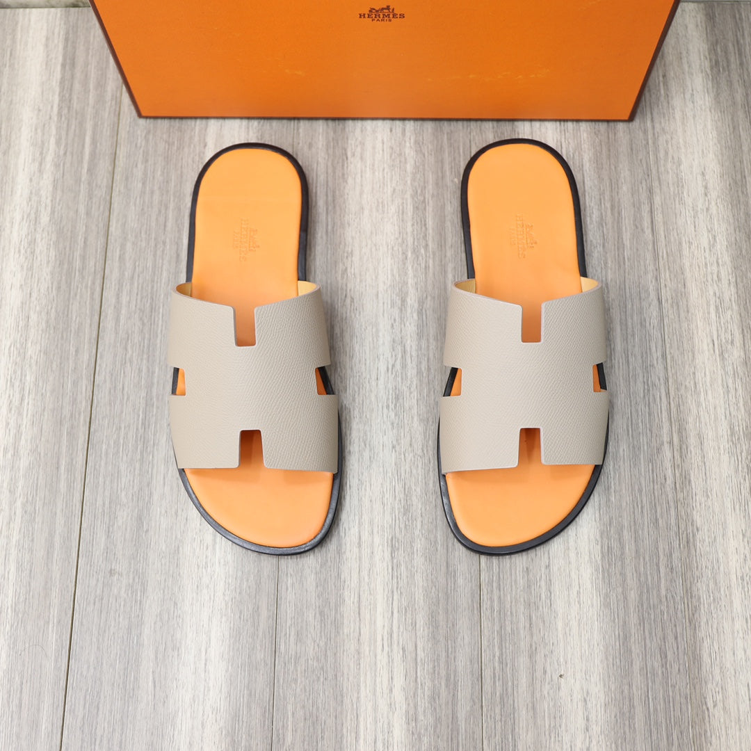 Hm Izmir Sandal Tangerine And Pale Gray Calfskin