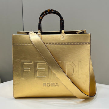Shine Large 35 Tote In Golden Calfskin