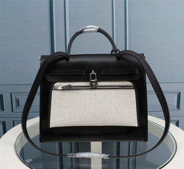 HM Herbag Zip 31 Black And White Calfskin
