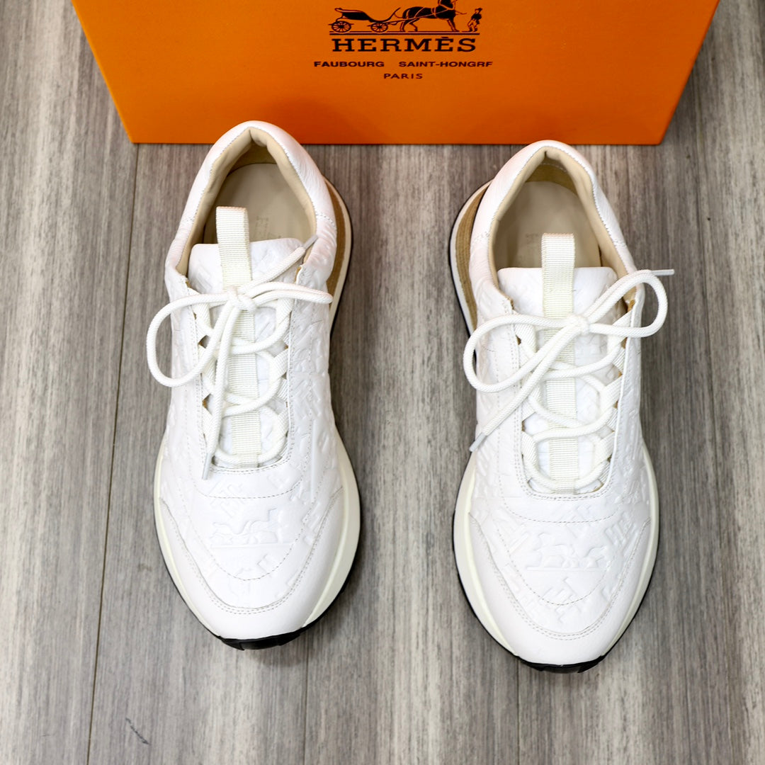 Hm Embossed Icon Sneaker White Calfskin