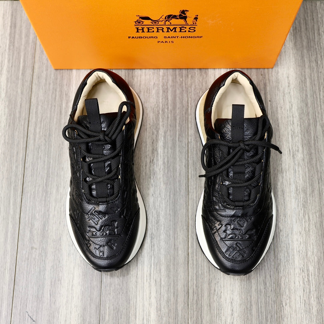 Hm Embossed Icon Sneaker Black Calfskin