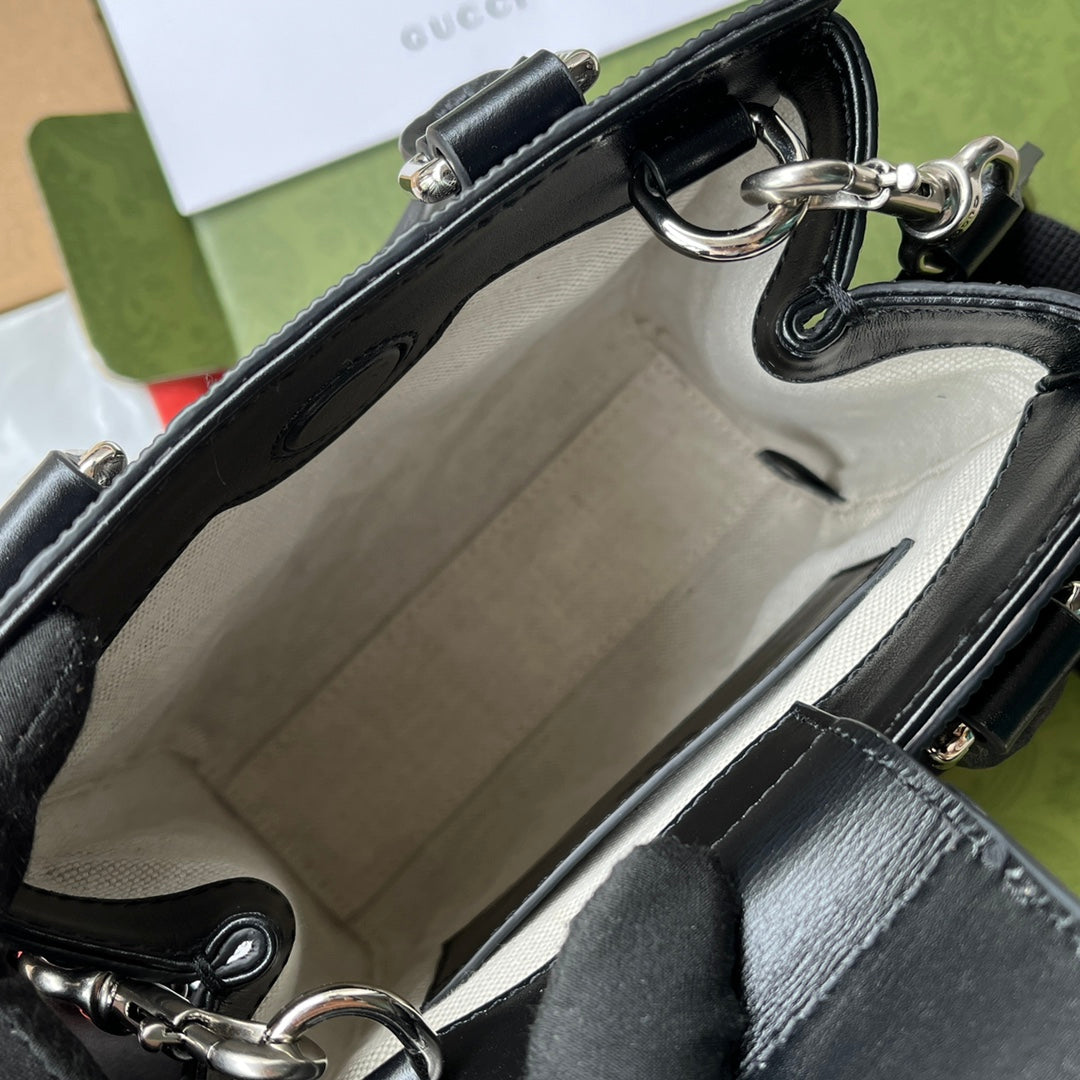 Embossed Tote Bag 20 In Black Calfskin