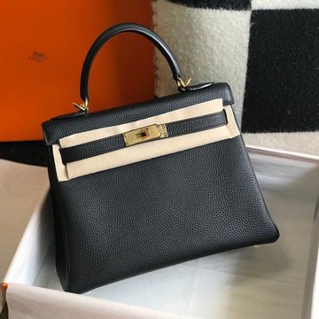 HM Kelly 32CM Bag In Black Togo Gold Hardware
