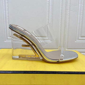 Fendi First 95 Mm High-Heeled Sandal In Transparent Tpu Film And Lambskin