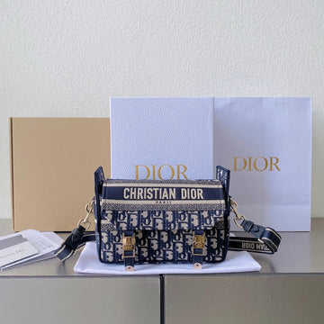 Small Diorcamp Bag 23 Oblique Blue Embroidery