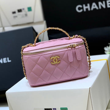 CC Vanity Case 19 Pink Caviar Gold Hardware