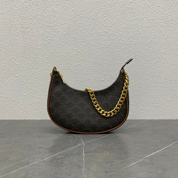 Celine Ava Bag Triomphe Black Brown Canvas & Calfskin
