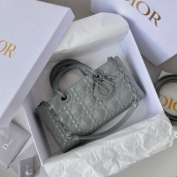 Medium D-Joy Bag 26 In Grey Calfskin