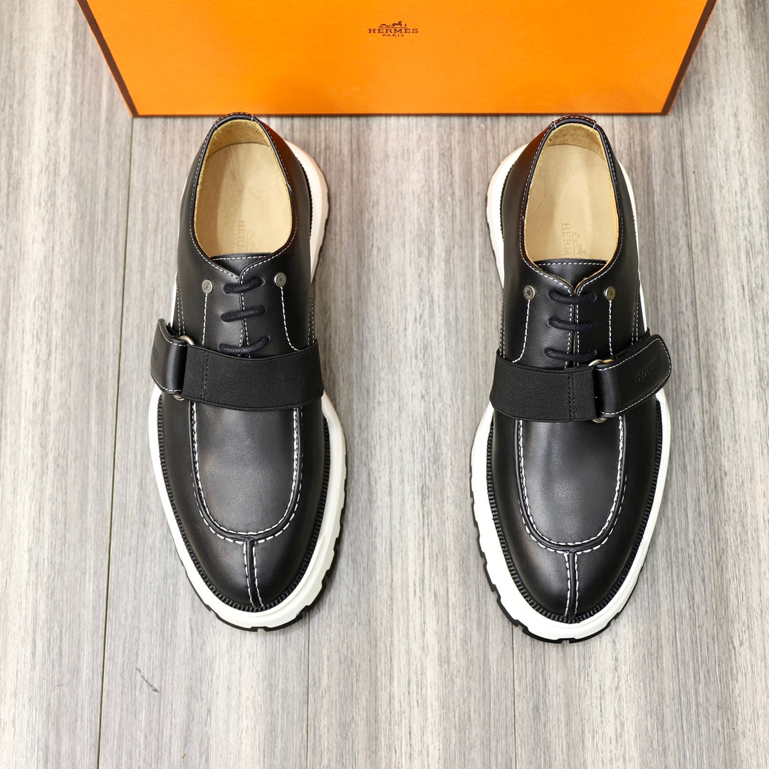 Hm Derby Lace-Up Shoes Black Calfskin