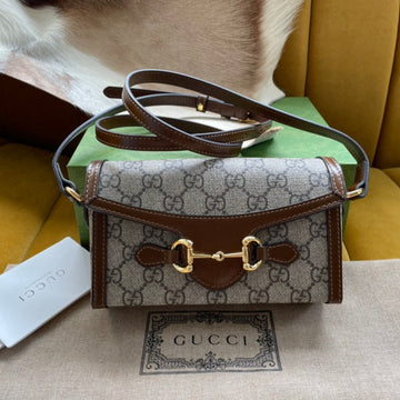GG Horsebit 1955 Mini 18 Bag Beige Canvas And Brown Calfskin