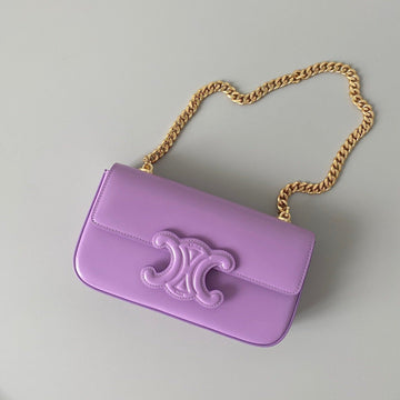 20 Chain Embossed Armpit Bag Purple Calfskin