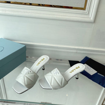 Pra Quilted High Heels Sandals 65 White Lambskin