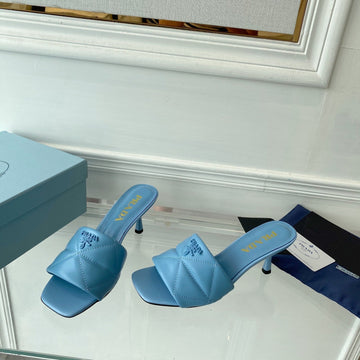 Pra Quilted High Heels Sandals 65 Sky Lambskin