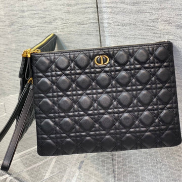 CD Large Caro Daily Black Calfskin Pouch