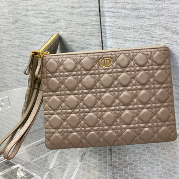 CD Large Caro Daily Beige Calfskin Pouch