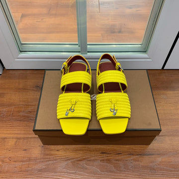 Springthly Charms Flat Sandals Yellow Maroon Calfskin