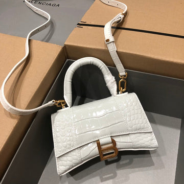 Balenciaga Hourglass Bag White Crocodile Skin