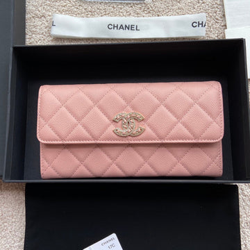 CC Classic Long Wallet 19CM Pink Grained Calfskin