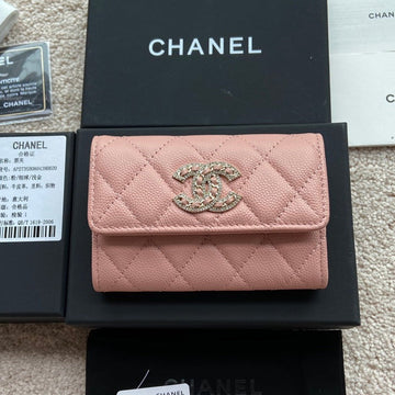 CC Small Wallet 11CM Black Caviar Light Gold Leather Hardware