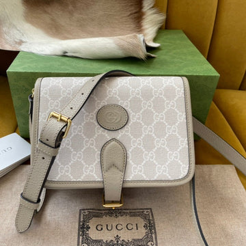 Mini Crossbody 20 Bag With Interlocking G In Beige Canvas