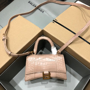Balenciaga Hourglass Bag Nude Crocodile Skin