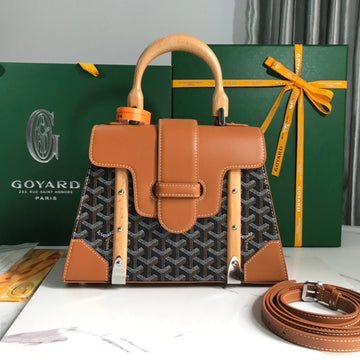 Saïgon Pm Bag 28 In Brown Goyardine Canvas And Calfskin