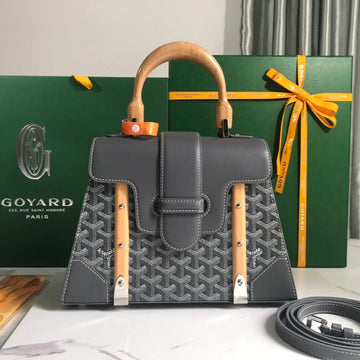 Saïgon Pm Bag 28 In Grey Goyardine Canvas And Calfskin