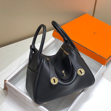 HM Lindy 30 Bag Black Taurillon Clemence Leather