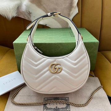 Marmont Shoulder Bag 21 In White Calfskin Gold Hardware