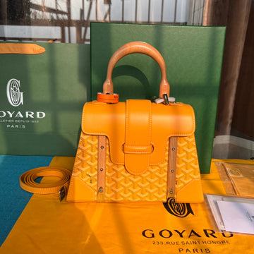 Saïgon Pm Bag 28 In Yellow Goyardine Canvas And Calfskin