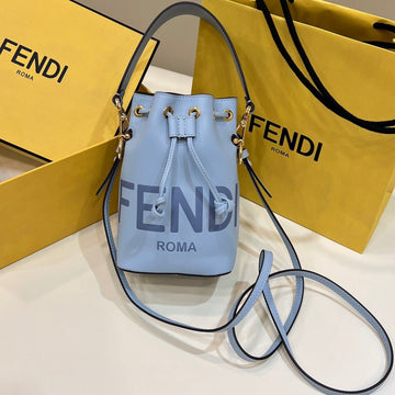 Mon Tresor Mini 18 Bag In Light Blue Calfskin Ff With Gold Hardware