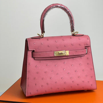 Kelly Bag 20 In Rouge Pink Ostrich Leather With Gold Hardware (made - To - Oder)