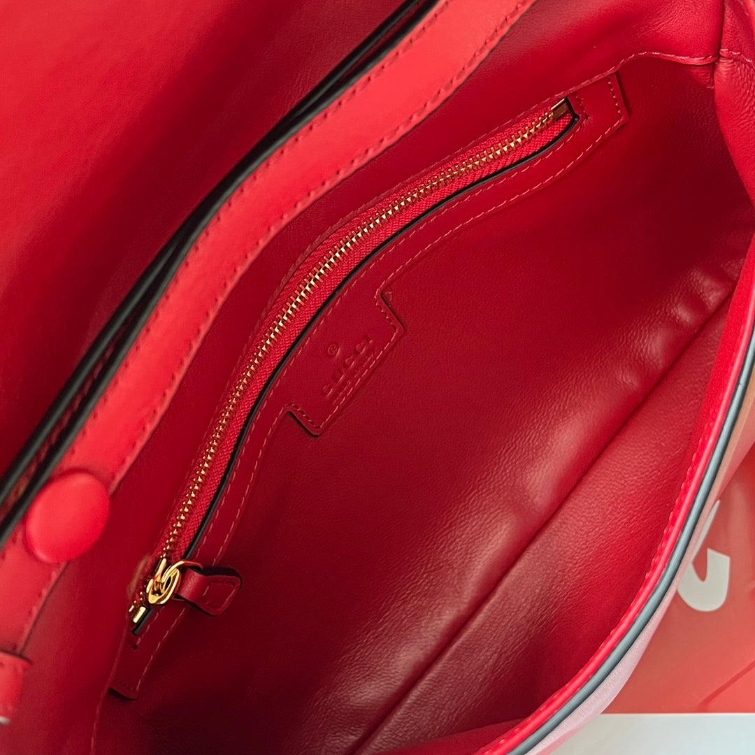 Blondie Shoulder Bag 28 In Red Lambskin Gold Hardware