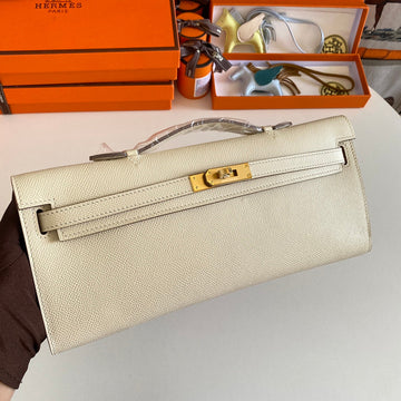 HM Kelly Cut 31 Ivory Epsom Leather Gold Hardware 229047