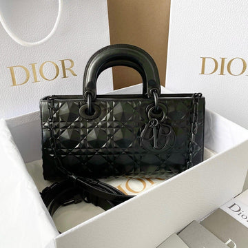 Medium D-Joy Bag 26 In Black Calfskin