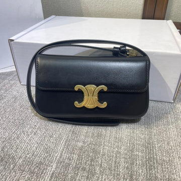 Classic Triomphe 20 Black Calfskin Leather Strap Gold Hardware