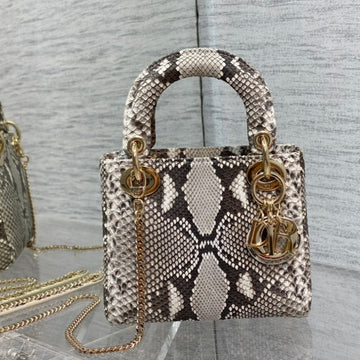 Mini Lady 17 Bag In Dark Brown Python Leather