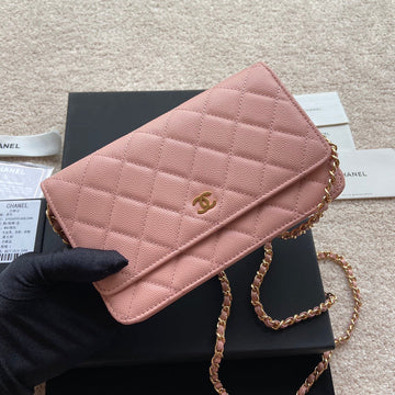 CC Woc 20CM Pink Grained Calfskin Gold Hardware
