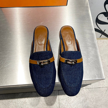 0Z Mule Tawny And Denim Calfskin